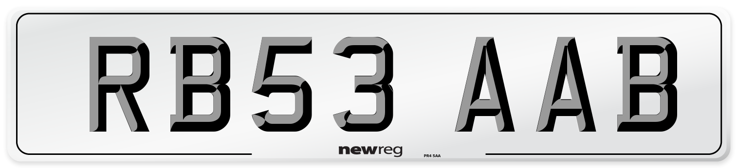 RB53 AAB Number Plate from New Reg